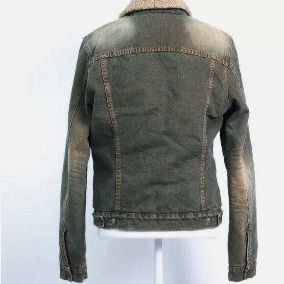 7 for all Mankind Sherpa Lined Denim Womens Jacket VINTAGE, Large - Picture 2 of 14